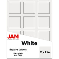 JAM Paper Square Address Labels - 2" x 2" - White - 120 Pack -English only packaging