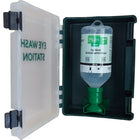 Plum Single Wall Mount Economical Eyewash Station - 500mL Saline Bottle with Eyecup and Sterile-Clearly visible eyewash bottles