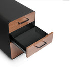 Poppin Stow 3-Drawer File Cabinet - Black and Walnut-Two hanging file drawers with full extension glides provide easy access to all folders