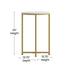 Flash Furniture Hampstead Collection End Table with Matte Gold Frame - White-Matte Gold Powder Coated Frame Finish