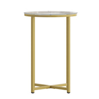Flash Furniture Greenwich Collection Glass End Table with Matte Gold Frame-Contemporary Style
