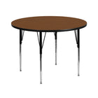 Flash Furniture 42'' Round Activity Table with 1.25'' Thick High Pressure Laminate Top and Standard Height Adjustable Legs, Oak-Oak Laminate