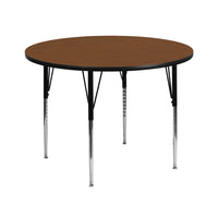 Flash Furniture 42'' Round Activity Table with 1.25'' Thick High Pressure Laminate Top and Standard Height Adjustable Legs, Oak-Oak Laminate