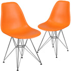 Flash Furniture Elon Series Plastic Chairs with Chrome Base - Orange - 2 Pack-Transparent Crystal Finish