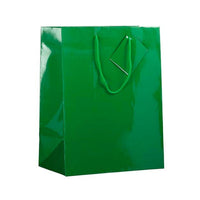 Jam Paper Glossy Gift Bags with Rope Handles - Large - 10" x 5" x 13" - Green - 100 Pack-Color: Green Glossy