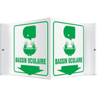 Accuform Signs "Bassin Oculaire" Projection Sign, 6" x 8-1/2", Plastic, French With Pictogram-Display Type Bolt-On