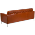 Flash Furniture HERCULES Lacey Series Contemporary Cognac LeatherSoft Sofa with Stainless Steel Frame-Cognac LeatherSoft Upholstery