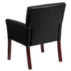 Flash Furniture Black Leather Executive Side Reception Chair with Mahogany Legs-Box Stitching on Seat and Back