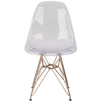 Flash Furniture Elon Series Ghost Chair with Gold Metal Base - 2 Pack-Set of 2 Accent Side Chairs