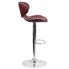 Flash Furniture Contemporary Cozy Mid-Back Burgundy Vinyl Adjustable Height Barstool with Chrome Base-Burgundy Vinyl Upholstery