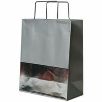 JAM Paper Foil Gift Bags with Metal Handle - Medium - 8" x 10" x 4" - Silver - 100 Pack-Color: Silver