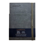 Cambridge Suede Notebook with Pocket/Bungee Closure - 8-1/4" H x 5-4/5" W - Grey-Cambridge Grey/Blue Notebook