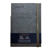 Cambridge Suede Notebook with Pocket/Bungee Closure - 8-1/4" H x 5-4/5" W - Grey-Cambridge Grey/Blue Notebook