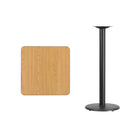 Flash Furniture 24'' Square Laminate Table Top, Natural with 18'' Round Bar-Height Table Base (XUNT2424TR18B)-Natural Laminate Top