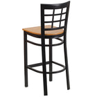 Flash Furniture HERCULES Series Black Window Back Metal Restaurant Barstool - Natural Wood Seat-Natural Finished Wood Seat