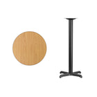 Flash Furniture 24" Round Natural Laminate Table Top with 22" x 22" Bar Height Table Base-Natural Laminate Top