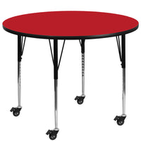 Flash Furniture Mobile 48" Round HP Laminate Activity Table - Red-Popular Round Activity Table