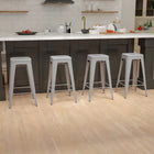 Flash Furniture 30" High Metal Indoor Bar Stool in Silver - Stackable Set of 4-Protective Plastic Floor Glides