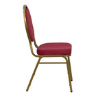 Flash Furniture HERCULES Series Teardrop Back Stacking Banquet Chair in Burgundy Patterned Fabric - Gold Frame-Stacks up to 15 Chairs High