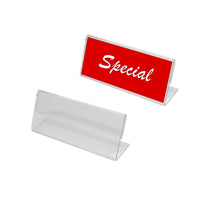 Futech Small Tag Holder - 3"W x 1.25"H - Clear - 10 Pack-Acrylic angled tag holder
