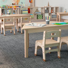 Flash Furniture Bright Beginnings Commercial Grade Wooden Trapezoid Preschool Classroom Activity Table (MKME088017)-Assembles in 20 Minutes or Less