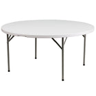 Flash Furniture 60"Dia Granite Plastic Folding Table - Round - White-Ready To Use Commercial Table