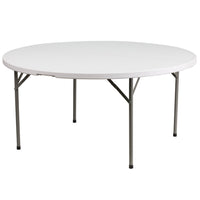 Flash Furniture 60"Dia Granite Plastic Folding Table - Round - White-Ready To Use Commercial Table