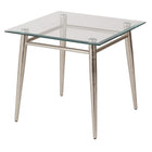 Avenue Six Brooklyn Square End Table-Glass top, nickel brush legs