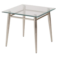 Avenue Six Brooklyn Square End Table-Glass top, nickel brush legs