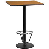Flash Furniture Laminate 24" Square Round Base Table, Natural (XUNT2424TR18B3F)-Bar height hospitality table
