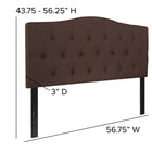 Flash Furniture Cambridge Tufted Upholstered Full Size Headboard - Dark Brown Fabric-Black Metal Stands with Adjustable Bed Rail Slots
