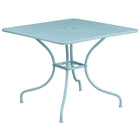 35.5'' Square Sky Blue Indoor-Outdoor Steel Patio Table Set with 4 Round Back Chairs [CO-35SQ-03CHR4-SKY-GG]-Designed for Indoor and Outdoor Use