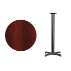Flash Furniture 30" Round Mahogany Laminate Table Top with 22" x 22" Bar Height Table Base-Mahogany Laminate Top