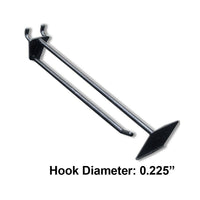 Azar Displays 8" Glass Filled Nylon Pegboard Scan Hooks, Black, 50 Pack-Fits to standard pegboard or slat wall