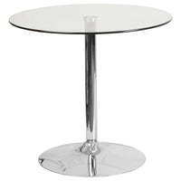 Flash Furniture 31.5" Round Glass Table with 29"H Chrome Base-Cocktail Table