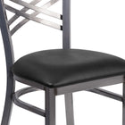 Flash Furniture HERCULES Series Clear Coated "X" Back Metal Restaurant Chair - Black Vinyl Seat-CA117 Fire Retardant Foam
