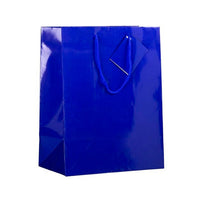 Jam Paper Glossy Gift Bags with Rope Handles - Large - 10" x 5" x 13" - Blue - 100 Pack-Color: Blue Glossy