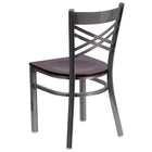 Flash Furniture HERCULES Series Clear Coated "X" Back Metal Restaurant Chair - Mahogany Wood Seat-Mahogany Finished Wood Seat