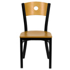 Flash Furniture HERCULES Series Black Circle Back Metal Restaurant Chair - Natural Wood Back & Seat-Metal Chair