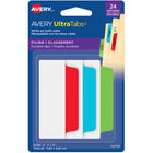 Avery Ultra Writable Filing Tabs - 3" x 1½" Repositionable Two Sided - Primary Colour - 24 Pack-Primary colours, Red, Blue, Green