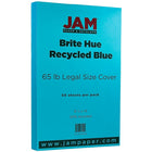 JAM Paper 8 1/2 x 14 Legal Size Recycled Cardstock, Brite Hue Blue, 50 Pack-Blue Recycled