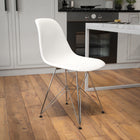 Flash Furniture Elon Series Plastic Chair with Chrome Base - White-Adjustable Floor Glides