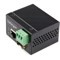 StarTech Industrial Fiber to Ethernet Media Converter - 100Mbps SFP to RJ45/Cat6-COMPACT SIZE + FLEXIBLE POWER INPUT: Smallest form factor Fiber to Ethernet medi - a converter - extends & converts 100Mbps fiber to RJ45 copper, powered by 18-36V AC or 12V-56V DC for solar, auto & rail