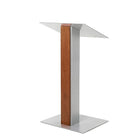 Urbann Y5 Lectern No Wheels - Whisky Wood - Aluminum Grey-Free standing, speeches