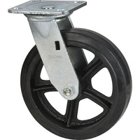 Kleton Mold-On Caster, Swivel, 8" (203.2 Mm), Rubber, 600 Lbs. (272 Kg.) - 4 Pack-Bolt Hole Size 7/16" (11 mm)