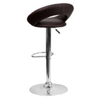 Flash Furniture Contemporary Brown Vinyl Rounded Orbit-Style Back Adjustable Height Barstool with Chrome Base-CA117 Fire Retardant Foam