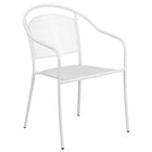 Flash Furniture White Indoor-Outdoor Steel Patio Arm Chair with Round Back-Stacks up to 8 Chairs High