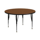 Flash Furniture 42'' Round Activity Table with 1.25'' High Pressure Top and Height Adjustable Pre-School Legs, Oak-Oak Laminate