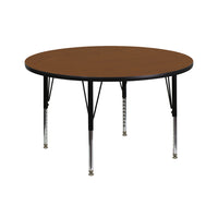 Flash Furniture 42'' Round Activity Table with 1.25'' High Pressure Top and Height Adjustable Pre-School Legs, Oak-Oak Laminate
