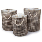 Truu Design Round Storage Baskets, Set of 6, 15.5 x 18 inches, Brown-Made of paper straw and polyester